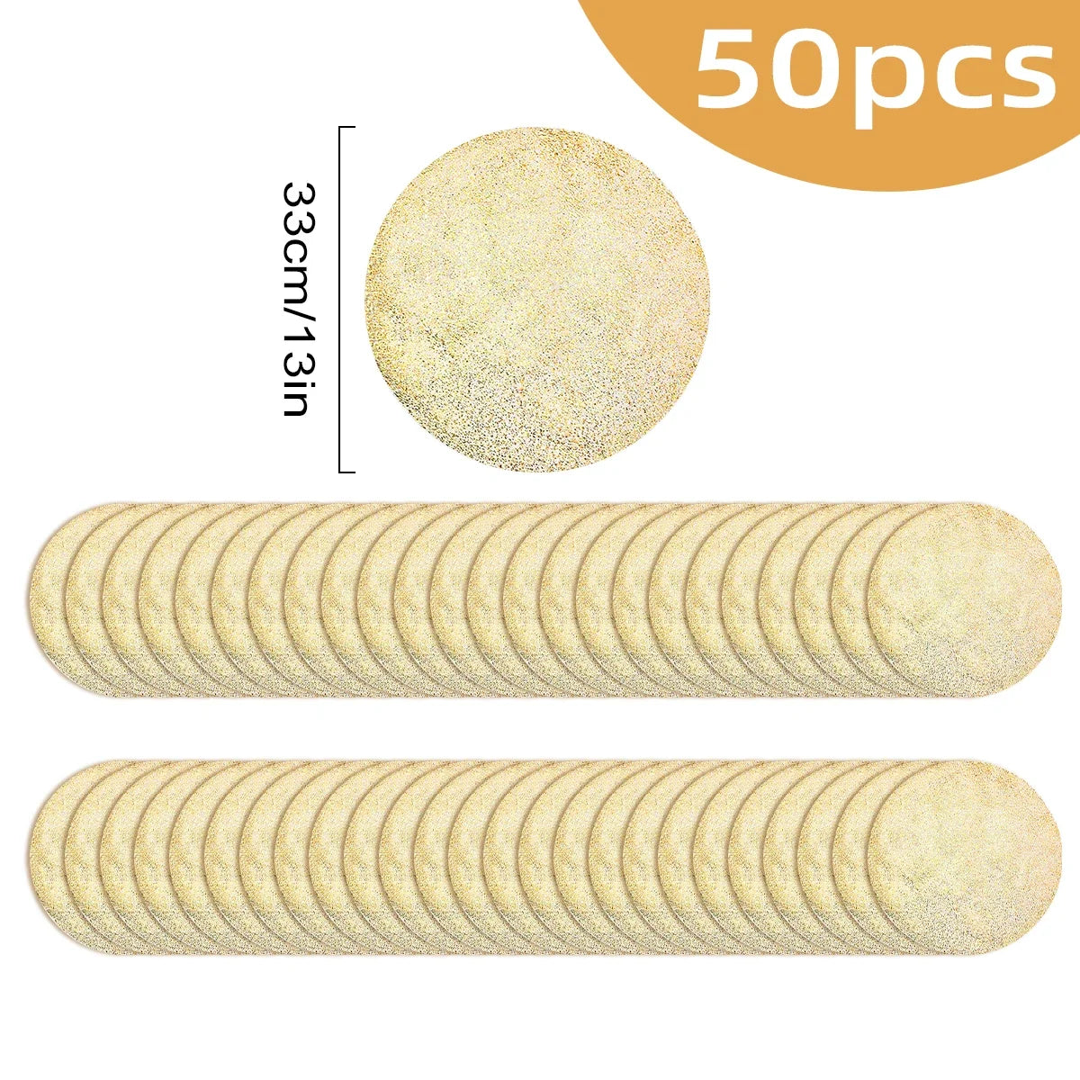 Disposable Gold Foil Round Placemats 13 Inch – Party Table Mats Disposable Placemats Axl 50PCS B-1 33CM Round