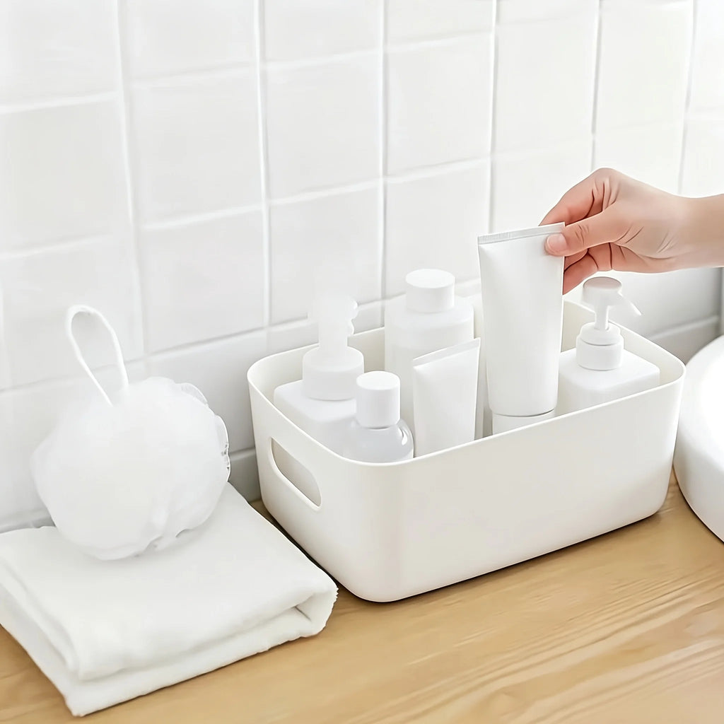 3-Pack Stackable Plastic Storage Baskets – Desktop Organizer Storage Basket Set Axl