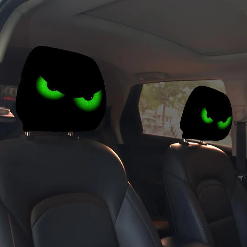 Cartoon Eyes Car Headrest Covers – 2-Pack Halloween Decor Car Headrest Cover Axl