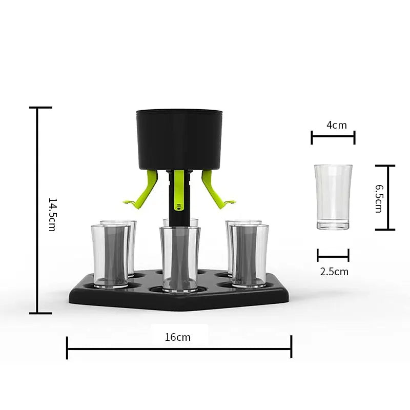 6-Way Shot Glass Dispenser with Holder | Party Bar Pourer Shot Glass Dispenser Axl