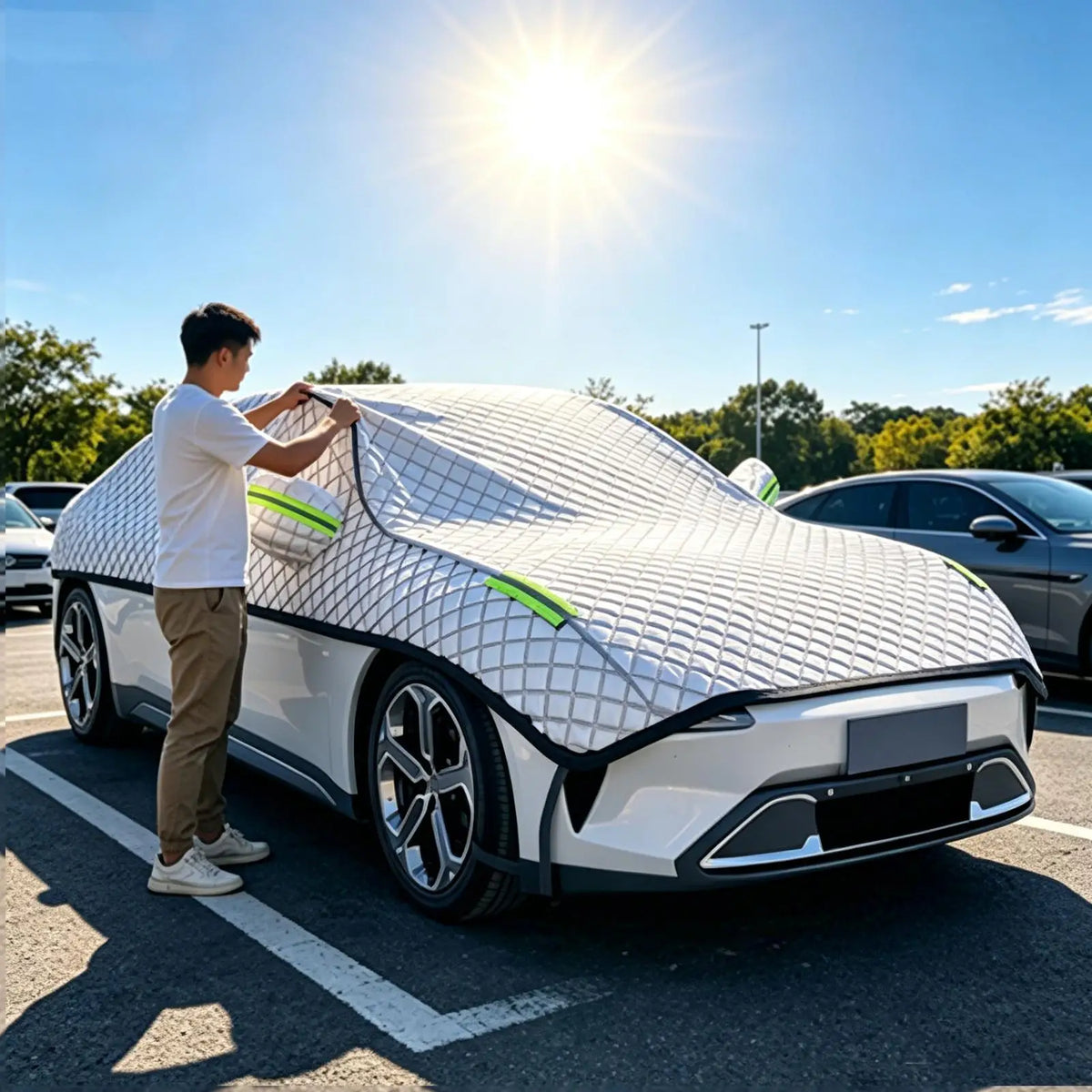 Half Car Cover – UV, Rain, Snow & Frost Shield for Sedans Half Car Cover Axl