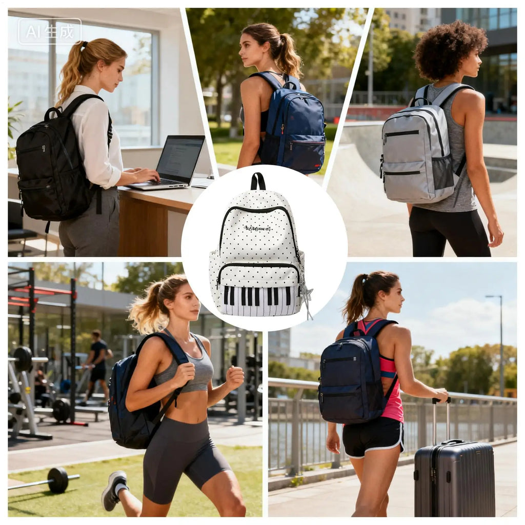Piano Print Travel Backpack – Lightweight Laptop Bookbag Travel Backpack Axl