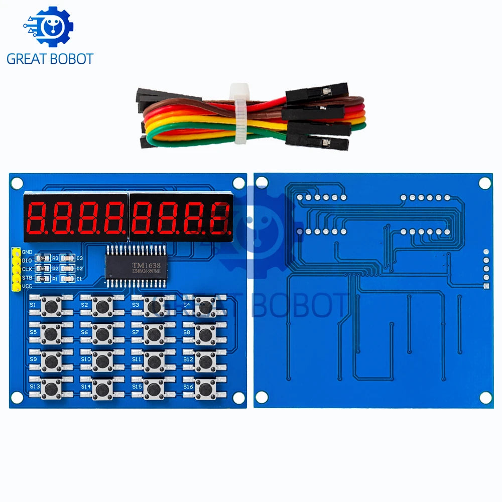 TM1638 8-Digit LED Display 16-Key Module for Arduino LED Display Module Axl