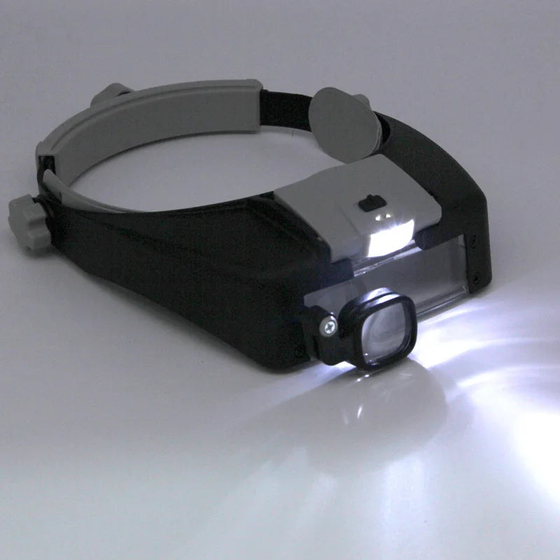 Head Magnifier with 2 LED Lights – Hands-Free HD Magnifying Glass Head Magnifier Visor Axl