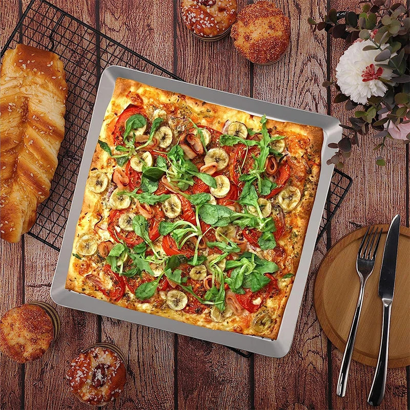 Nonstick Square Perforated Pizza Pan – 8/10/12 Inch Aluminum Pizza Baking Pan Axl
