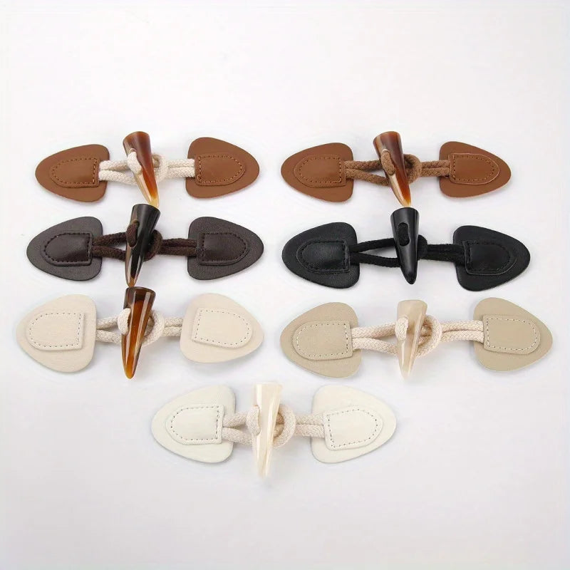 4 Pairs PU Leather Horn Toggle Buttons – Coat & Jacket Sewing Sewing Toggle Buttons Axl