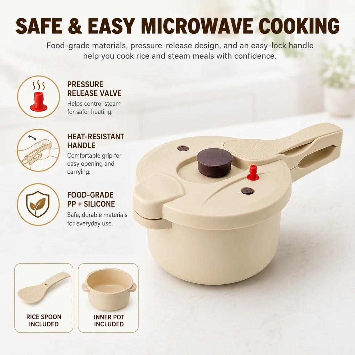 2.3L Microwave Pressure Cooker & Steamer Pot – BPA-Free Microwave Pressure Cooker Axl