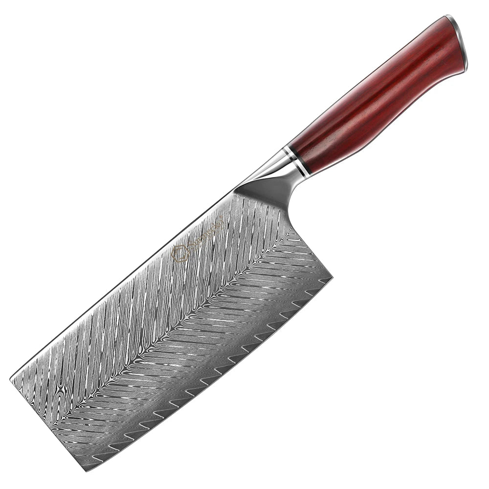 Sunnecko 7" VG10 Damascus Steel Chef's Cleaver Knife – Rose Wood Damascus Chef Knife Axl 7 Inch Cleaver Knife China Mainland
