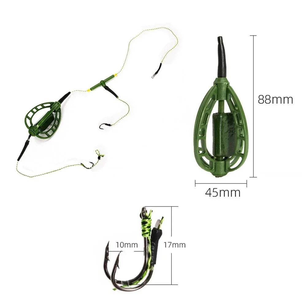 Carp Feeder Cage Rig 35g–48g | European Bait Feeder Set Fishing Feeder Rig Axl