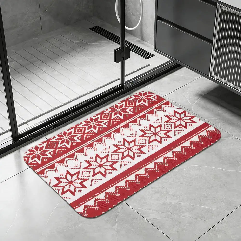 Norwegian Pattern Diatomite Bath Mat – Quick Dry & Anti-Slip Diatomite Bath Mat Axl White2 30x45cm
