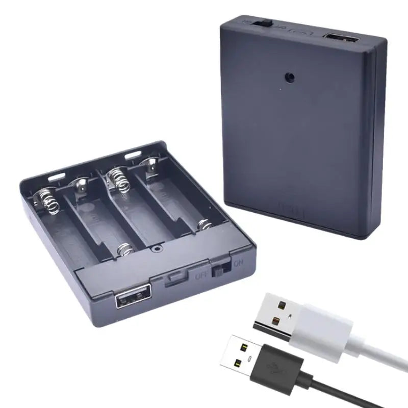 4AA Battery Holder Box with USB Output for LED Strip Lights Battery Holder Box Axl