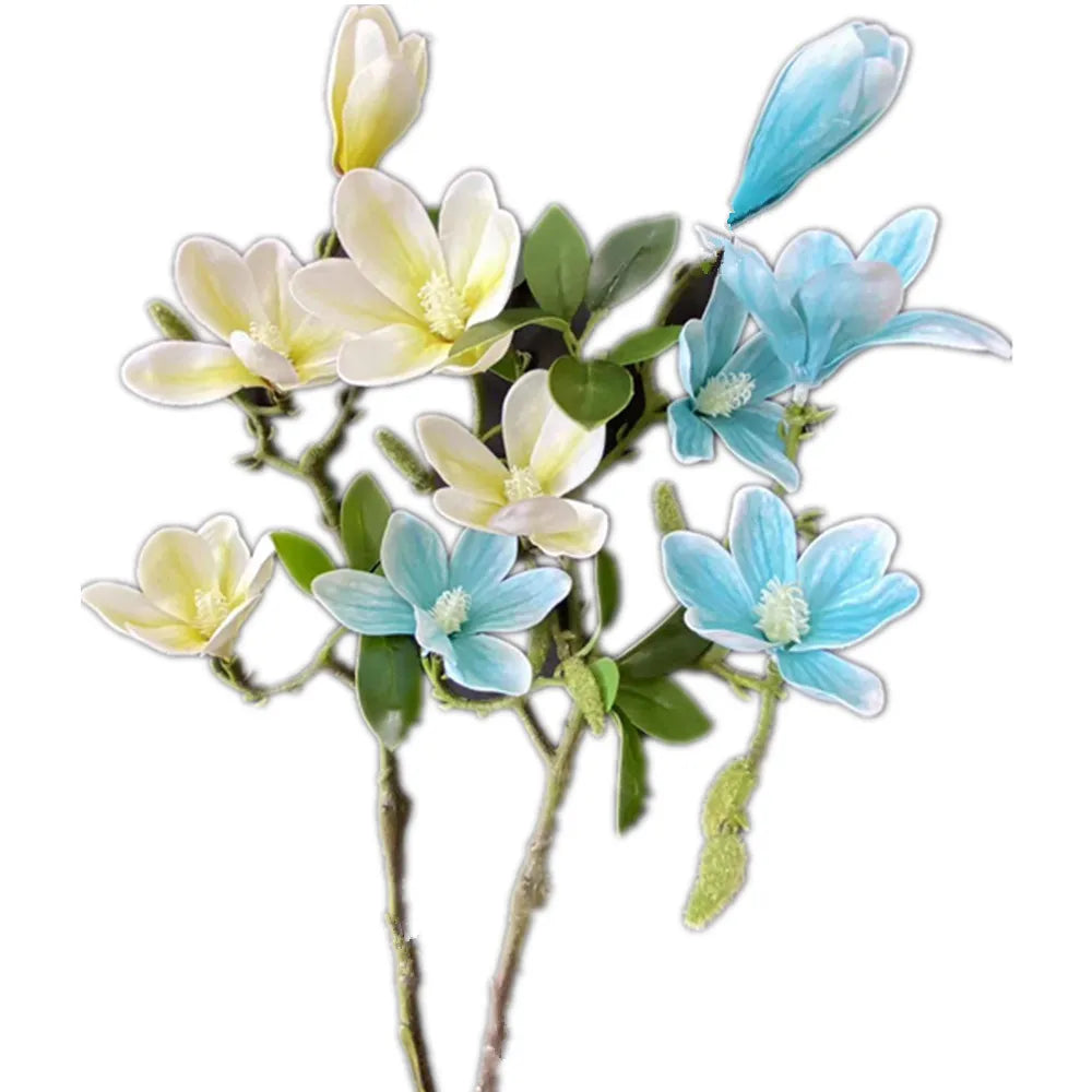 Artificial Magnolia Flower Branch – 5 Heads Real Touch Stem Artificial Flower Branch Axl