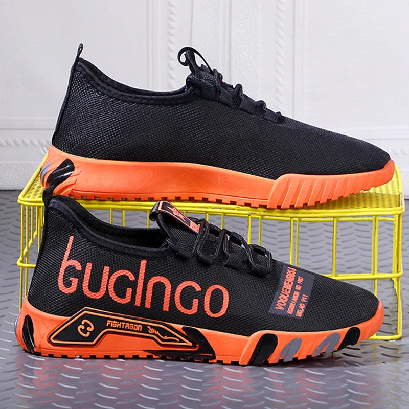 Men's Breathable Mesh Slip-On Vulcanized Sneakers | Lightweight Men's Sneakers Axl Orange 43
