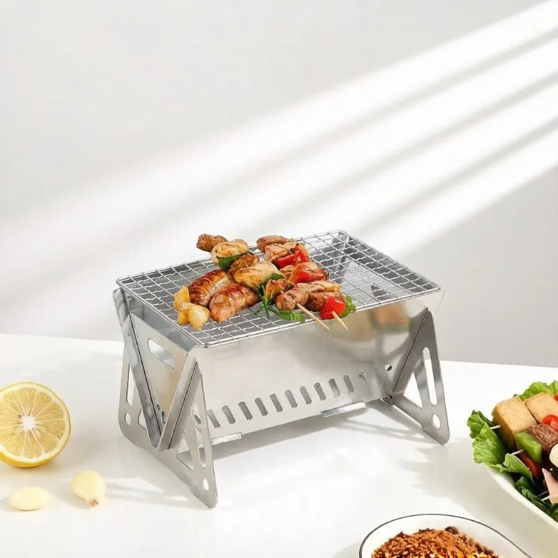 Portable Folding Stainless Steel BBQ Grill Rack – Outdoor Use Folding BBQ Grill Axl