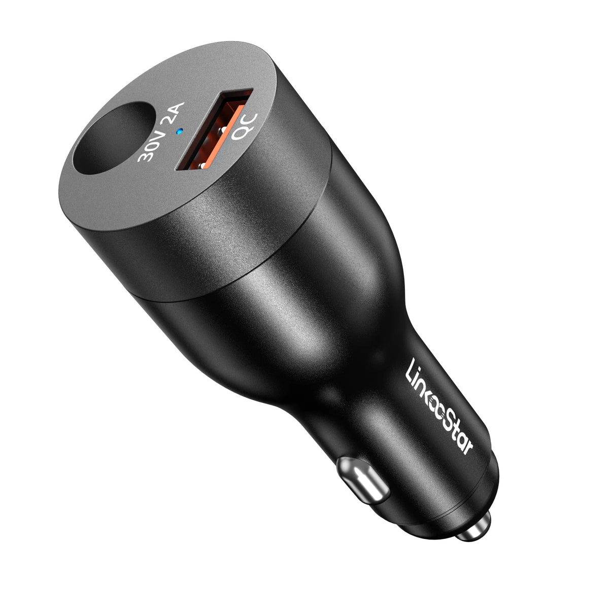 60W DC Car Charger for Starlink Mini – 30V 2A with QC USB DC Car Charger Axl black