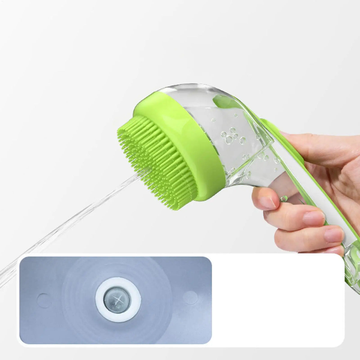 Silicone Dog Bath Brush with Shampoo Dispenser | Long Hair Pet Grooming Brush Axl