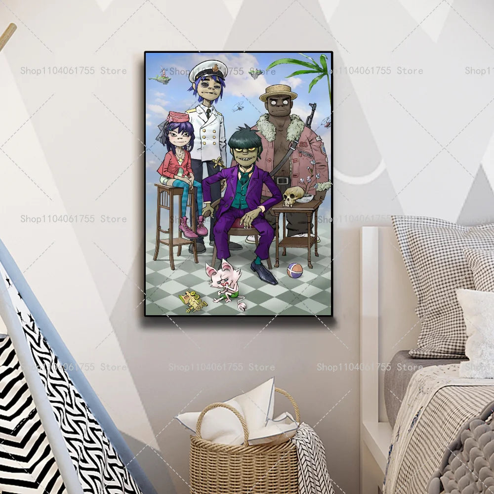 Gorillaz Band Poster – Self-Adhesive Waterproof Wall Art Sticker Wall Art Poster Axl