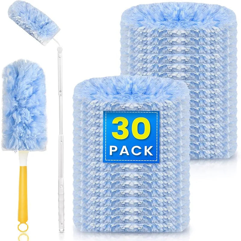 Microfiber Duster Refills 10-Pack – 360° Rotating, Unscented Duster Refills Axl 30pcs Handle
