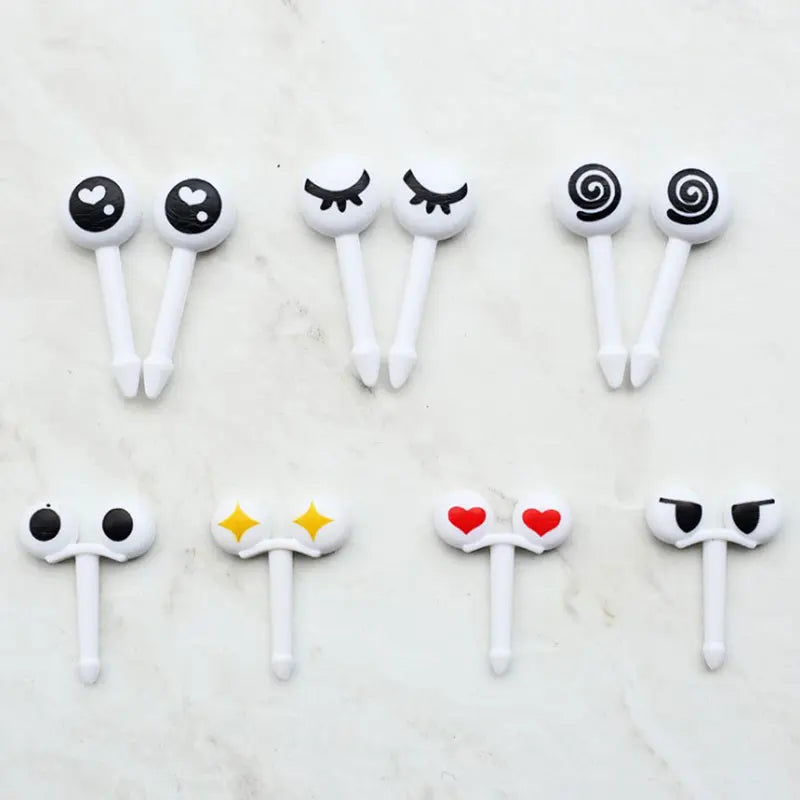 10-Piece Kawaii Cartoon Eye Bento Food Picks & Fruit Forks Bento Food Picks Axl