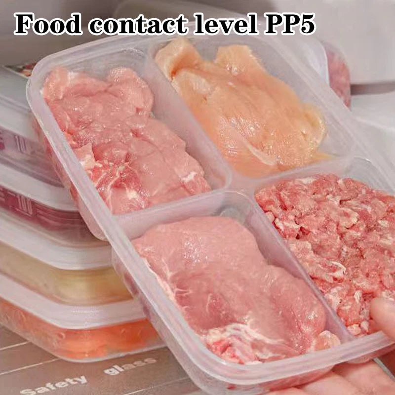 4-Grid Clear Food Storage Box – Fridge Freezer Organizer Food Storage Container Axl
