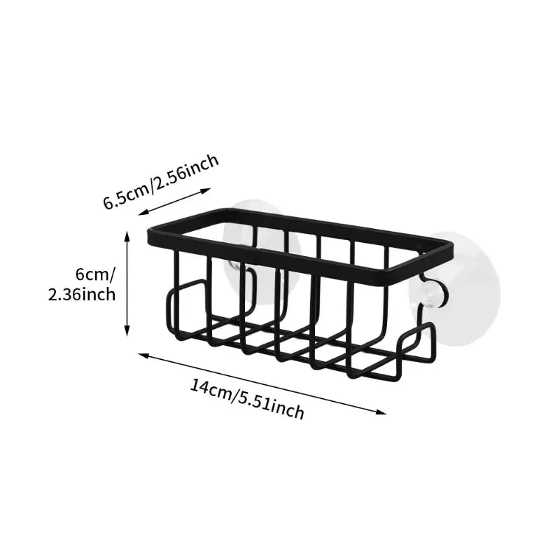 Black Kitchen Sponge Holder with Hooks & Suction Cup Caddy Sink Caddy Organizer Axl