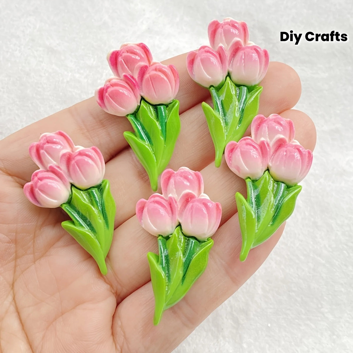 10-Piece Resin Flat Tulip Flowers for DIY Crafts & Decor Craft Embellishment Set Axl