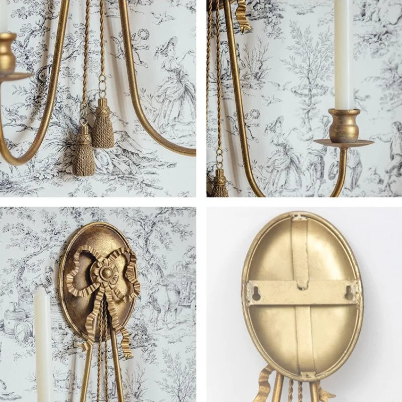 Vintage Gold Wall Sconce Candle Holder – Elegant Iron Candlestick Wall Sconce Candle Holder Axl