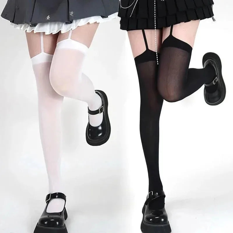 Thigh High Stockings with Garters | Y2K Lolita Over-Knee Socks Thigh High Stockings Axl