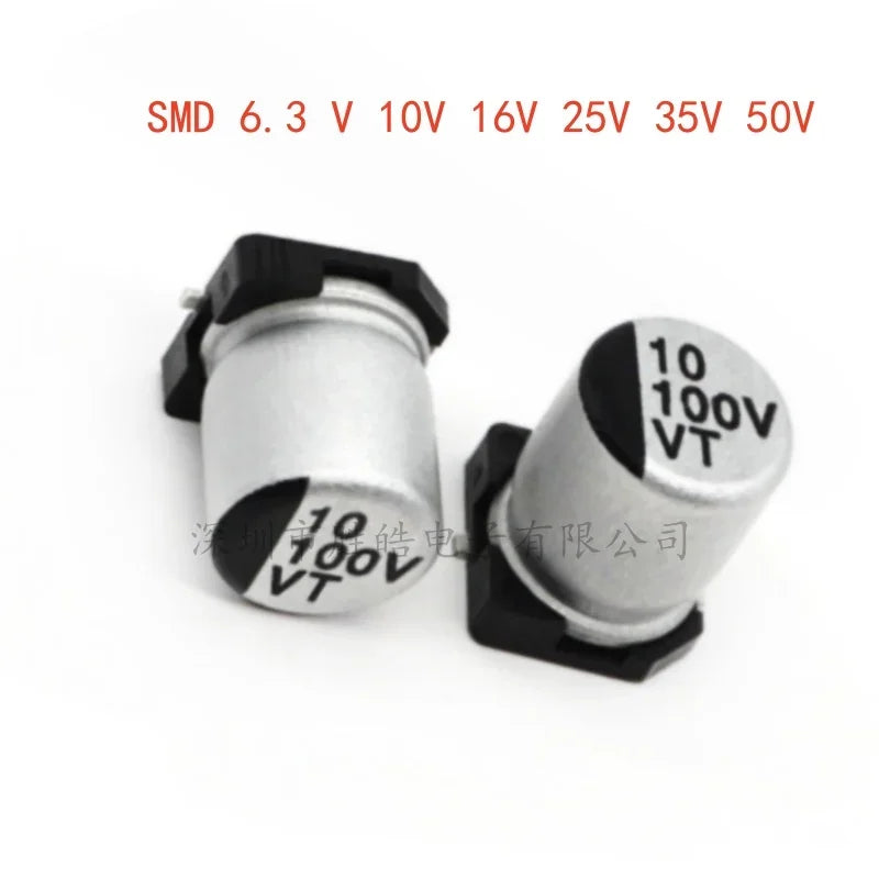 10PCS SMD Aluminum Electrolytic Capacitors – Multi Value & Voltage SMD Capacitor Pack Axl 100V2.2UF 6.3x5.4