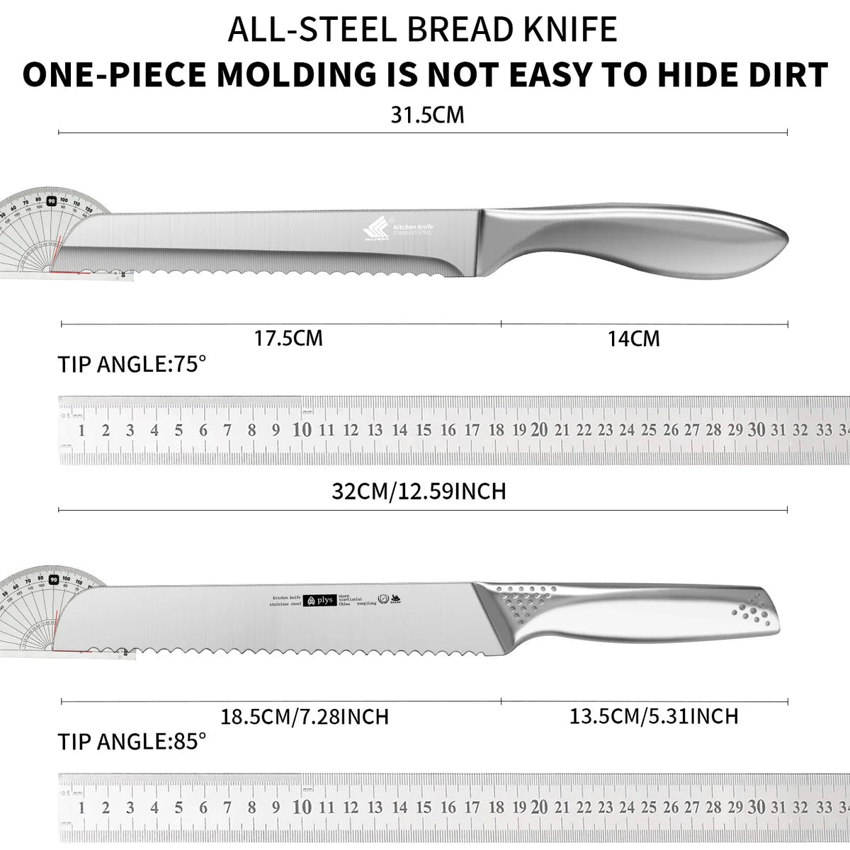 PLYS Stainless Steel Bread Knife – Cake, Fruit & Baking Slicer Bread Knife Axl