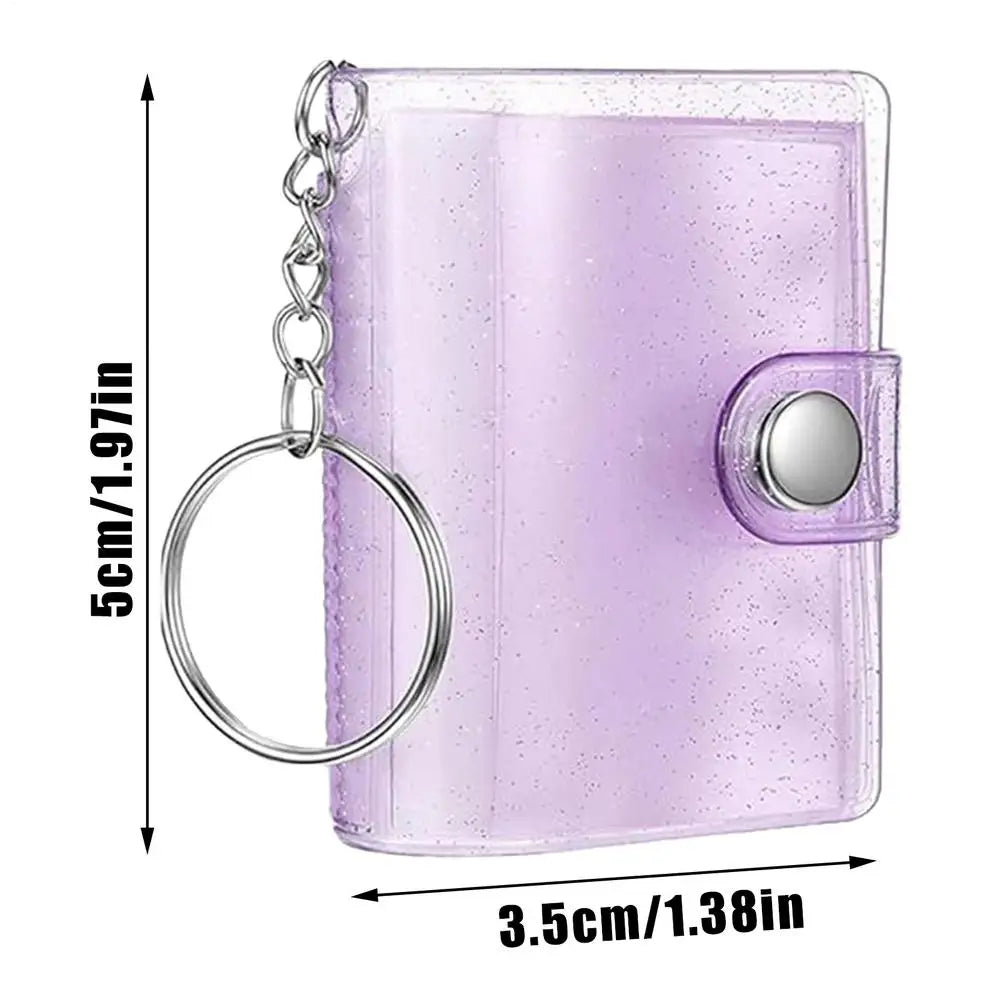 Mini Photo Album Keychain – 24-Pocket Portable Picture Binder Photo Album Keychain Axl Purple