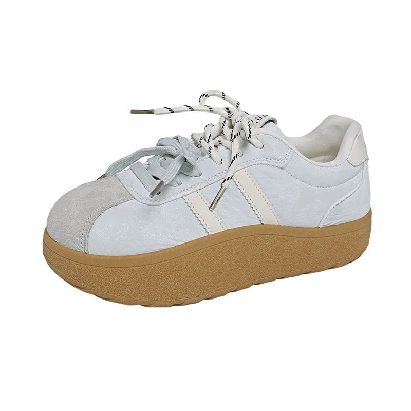 Women's Retro Thick Sole White Sneakers – Lightweight Trainer Women's Sneakers Axl