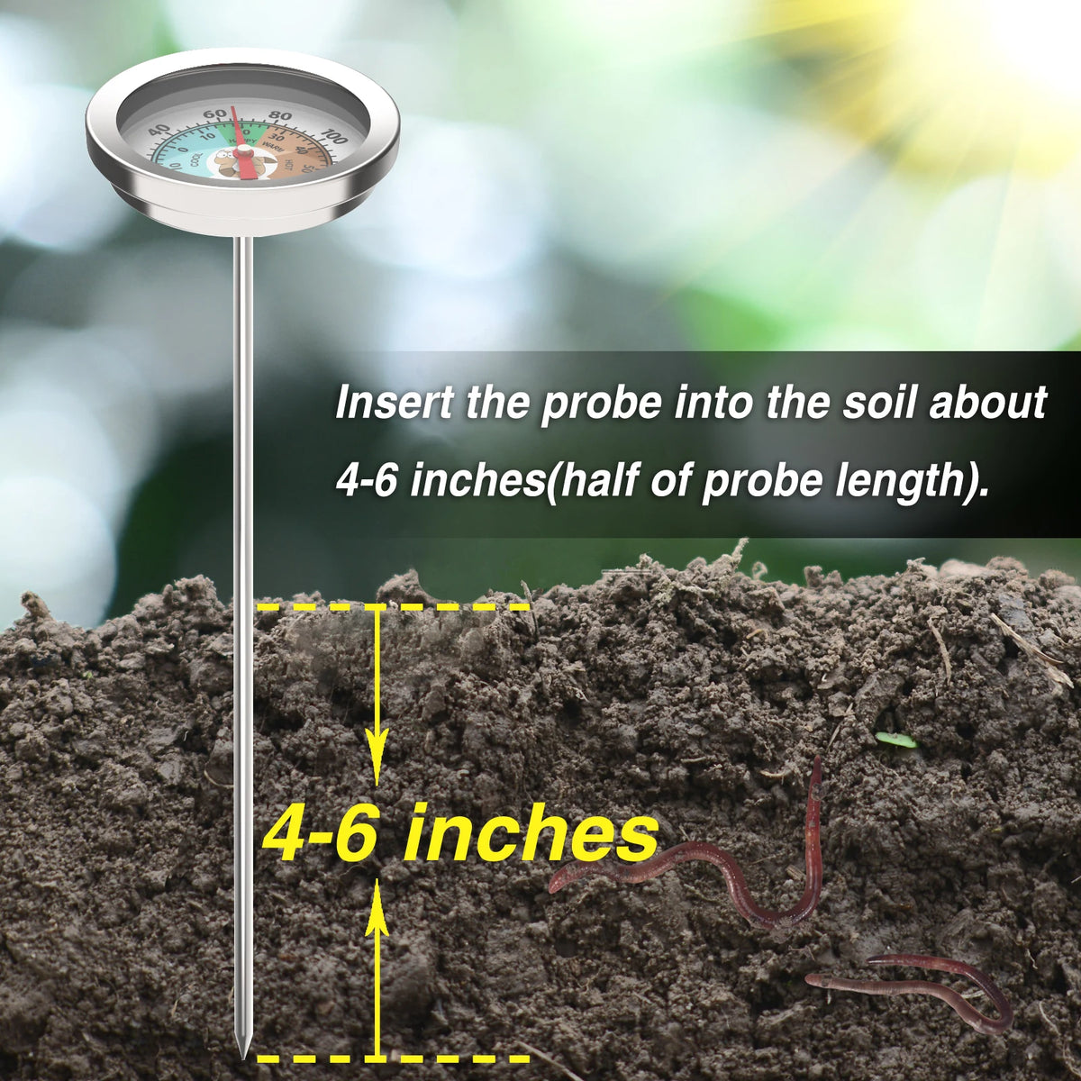 Soil Thermometer 20cm Stainless Steel Probe – Garden & Compost Soil Thermometer Axl