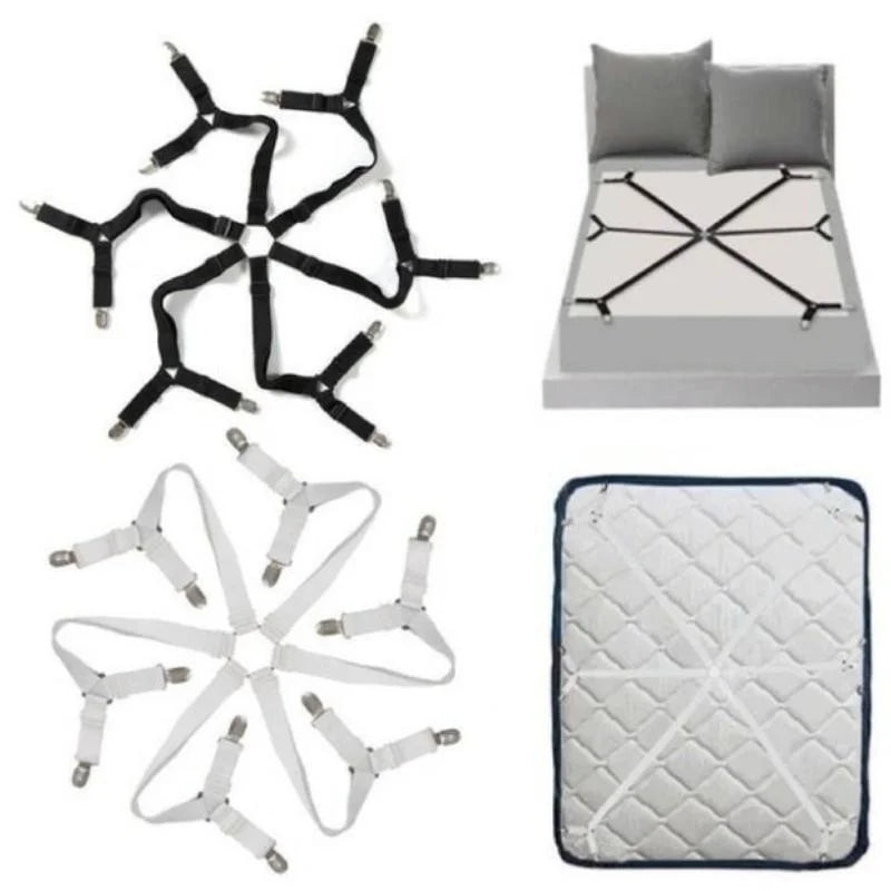 12-Clip Adjustable Elastic Bed Sheet Holder & Mattress Fasteners Bed Sheet Fasteners Axl Black