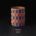 Colorful Leather Woven Round Storage Basket – Organizer Bin Storage Basket Axl Colored Leather