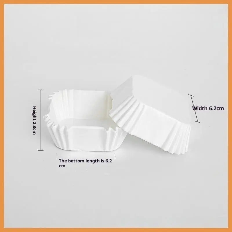 Square Mooncake Paper Liners 100/250Pcs – Oil-Proof Brownie Cups Baking Paper Liners Axl 250pcs 62mm White