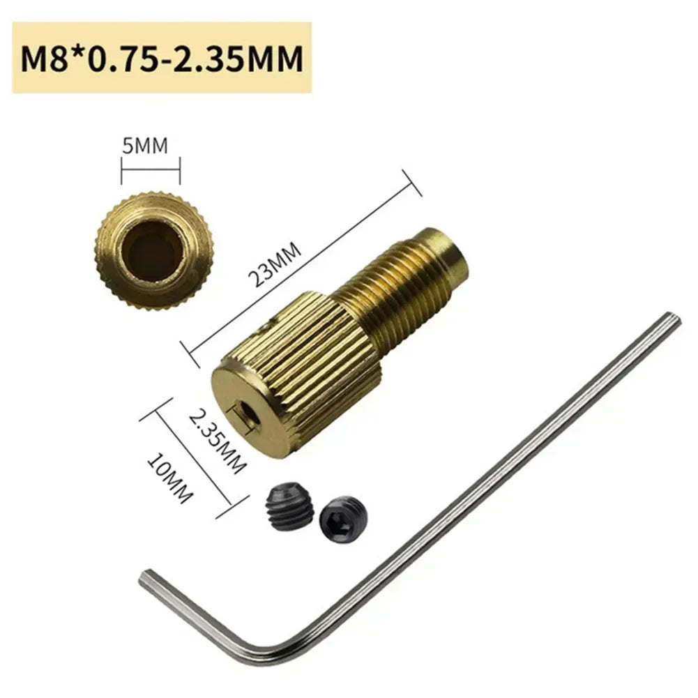7-Pc Brass Mini Drill Chuck Collet Set – 2.35mm Motor Shaft Drill Chuck Collet Set Axl