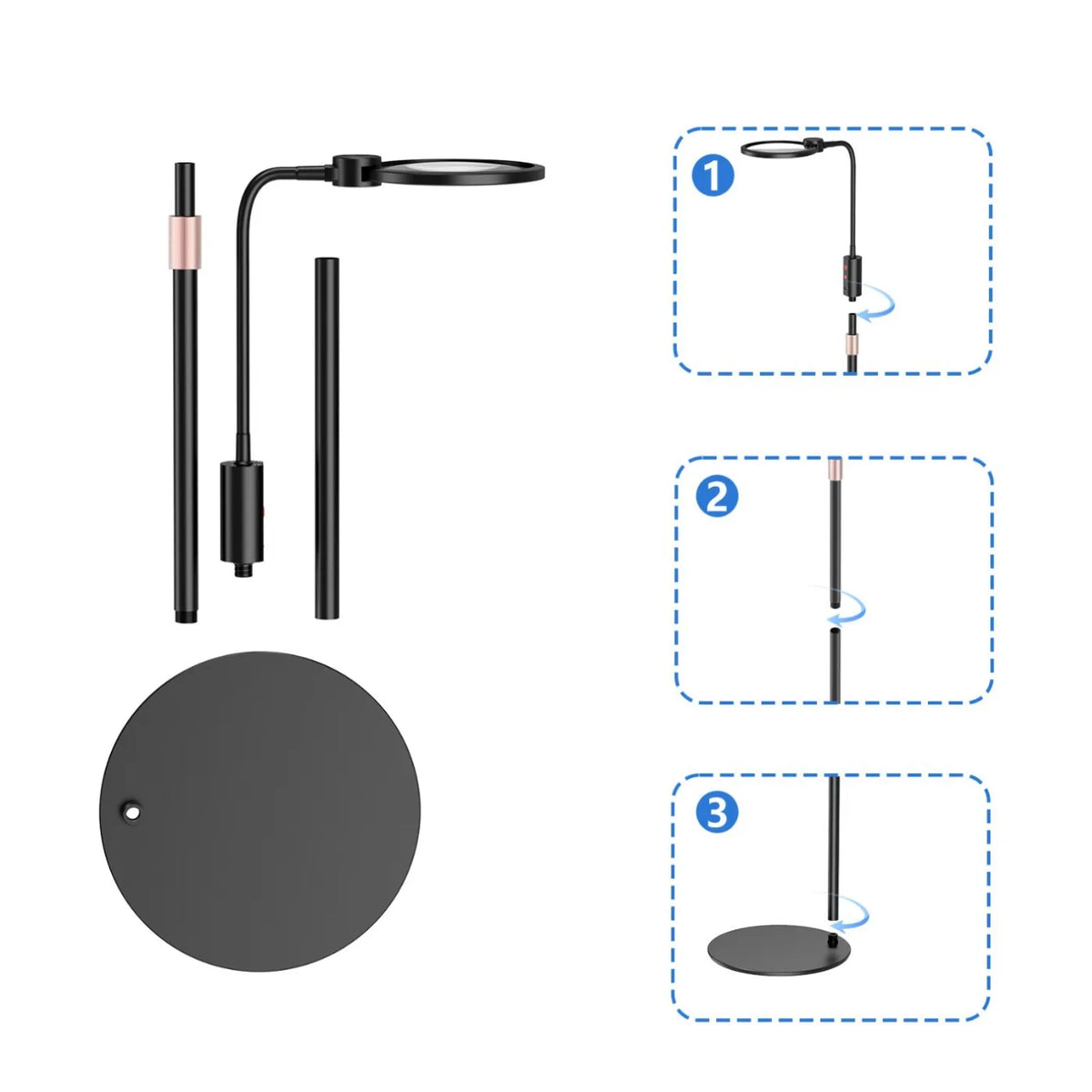 Floor Stand Magnifying Glass with LED Light | Hands-Free Floor Stand Magnifier Axl