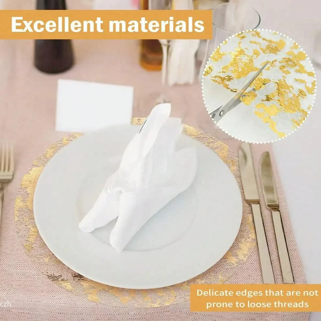 Disposable Gold Foil Round Placemats 13 Inch – Party Table Mats Disposable Placemats Axl