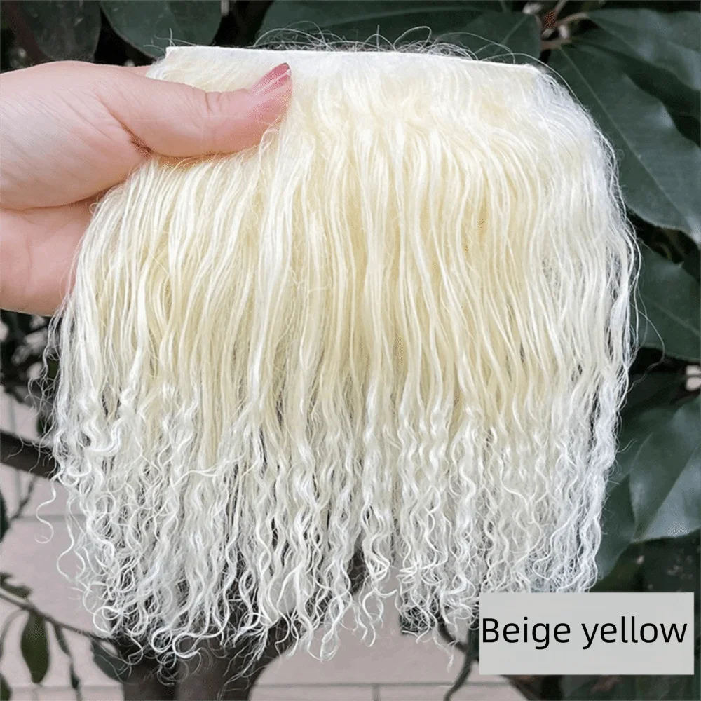 Curly Mohair Hair Wefts for BJD OB11 Blythe & Reborn Dolls Doll Hair Wefts Axl Beige yellow