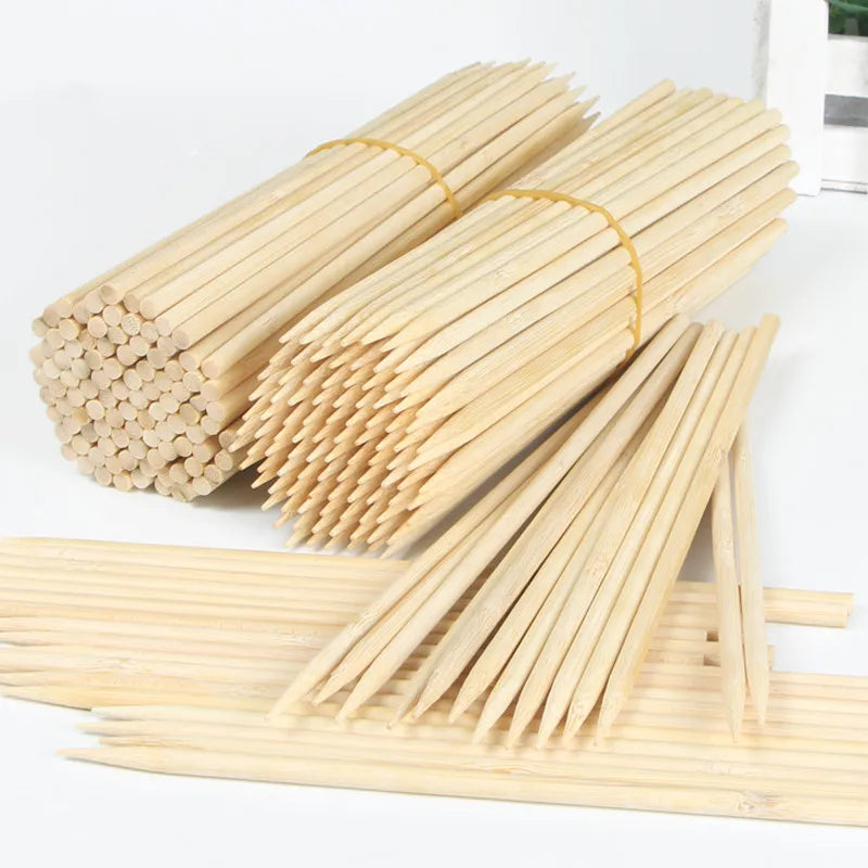 100 Pcs Bamboo BBQ Skewers 20cm 30cm 40cm – Grill Kabob Sticks BBQ Bamboo Skewers Axl