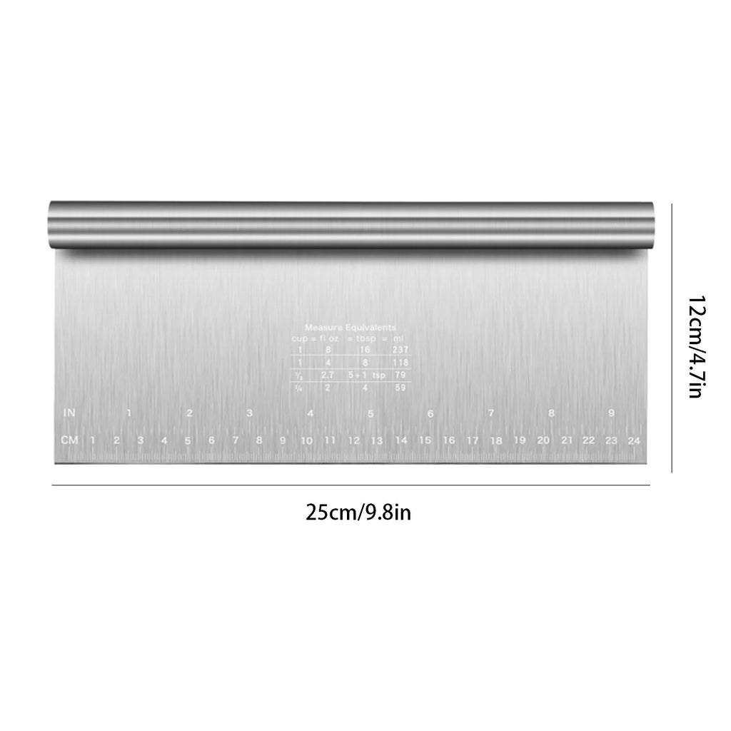 Leeseph Stainless Steel Dough Scraper & Pizza Cutter with Scale Dough Scraper Cutter Axl 25cm 9.8inch
