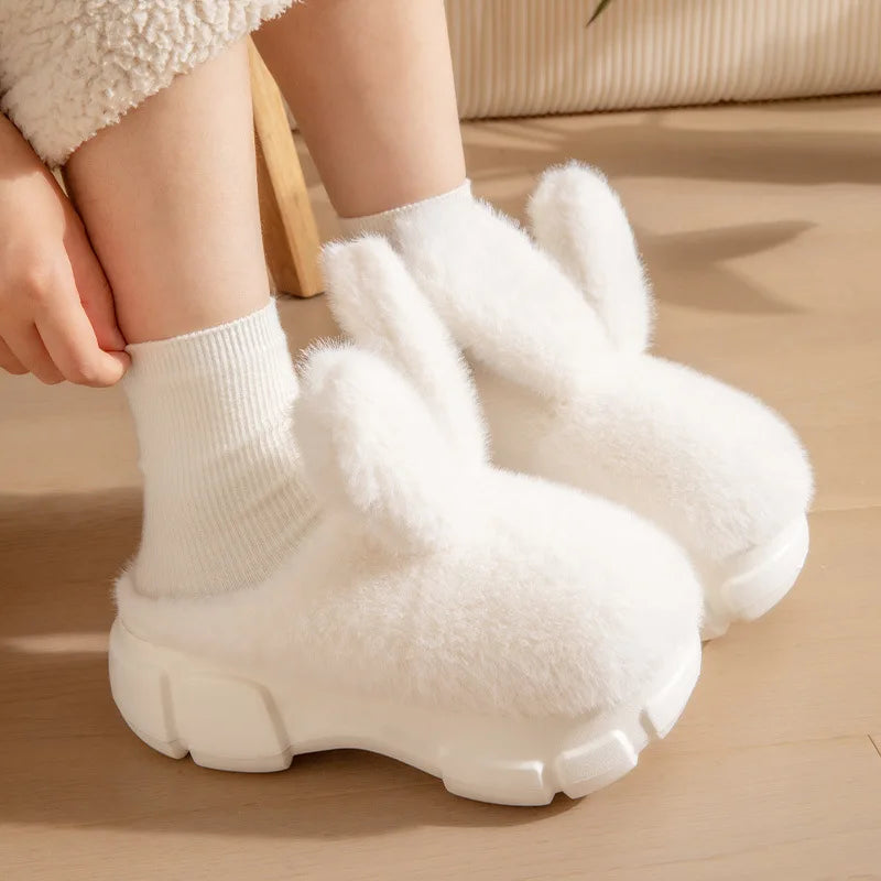 Lorilury 3D Bunny Ear Fluffy Platform Slippers for Women Platform Slippers Axl White 36-37 China Mainland