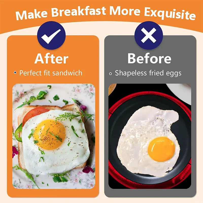 Square Egg Rings 4" – Non-Stick Stainless Steel Pancake Molds Egg Cooking Rings Axl