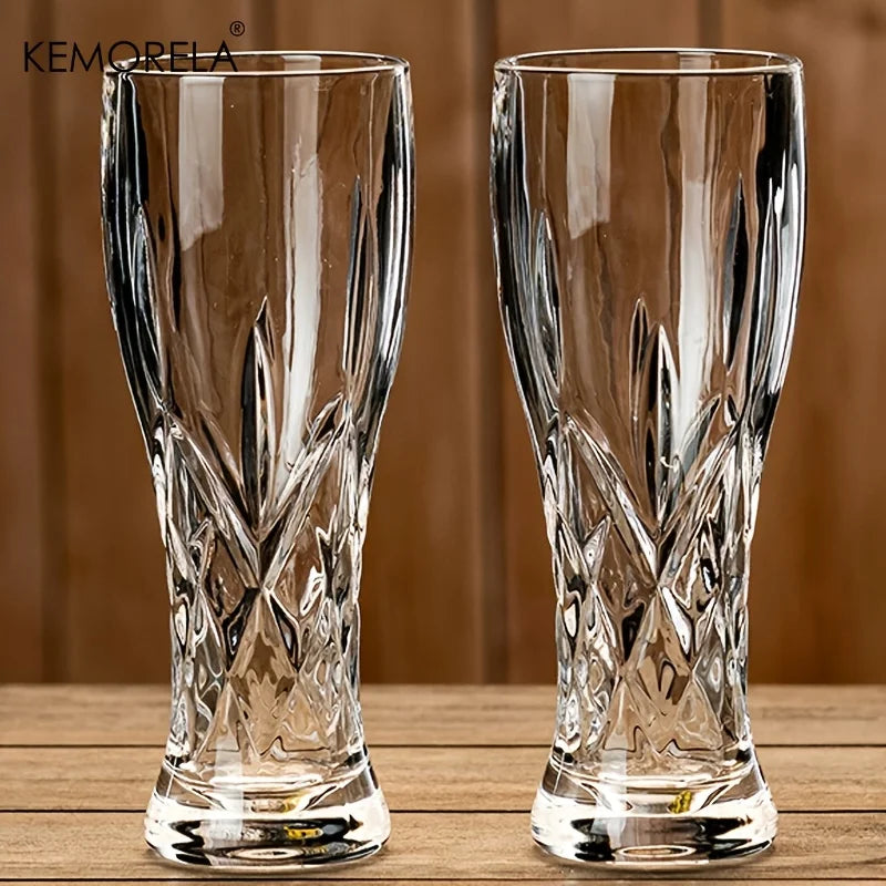 KEMORELA 400ml Glass Beer Mugs – 1 or 2 Pack | Party Drinkware Glass Beer Mug Axl