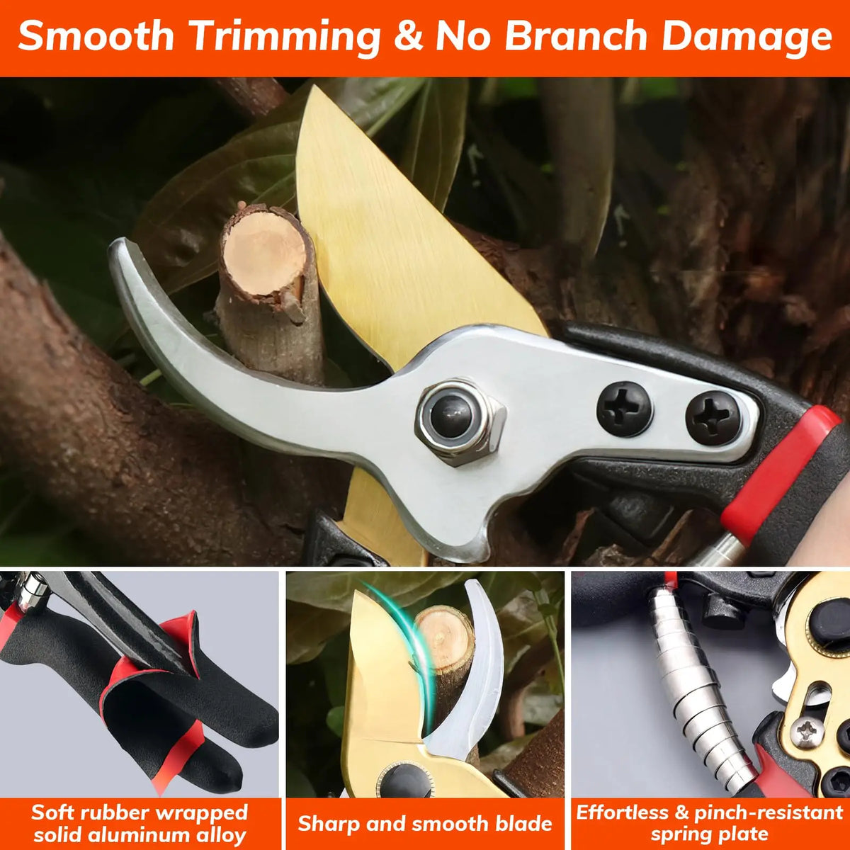 PLYS 7.7" Titanium Bypass Pruning Shears | SK-5 Steel Pruners Bypass Pruning Shears Axl