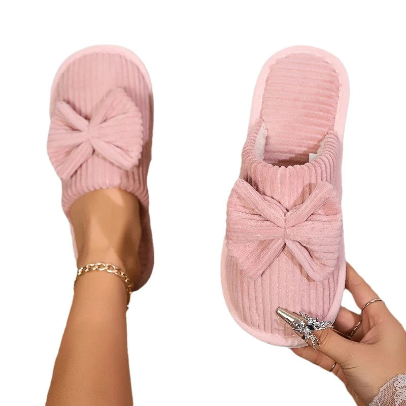 Women's Bow Slippers – Soft Warm Flannel Indoor House Shoes Women's Slippers Axl
