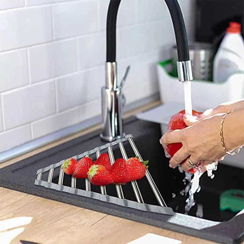 Triangle Foldable Dish Drying Rack – Stainless Steel Sink Caddy Dish Drying Rack Axl