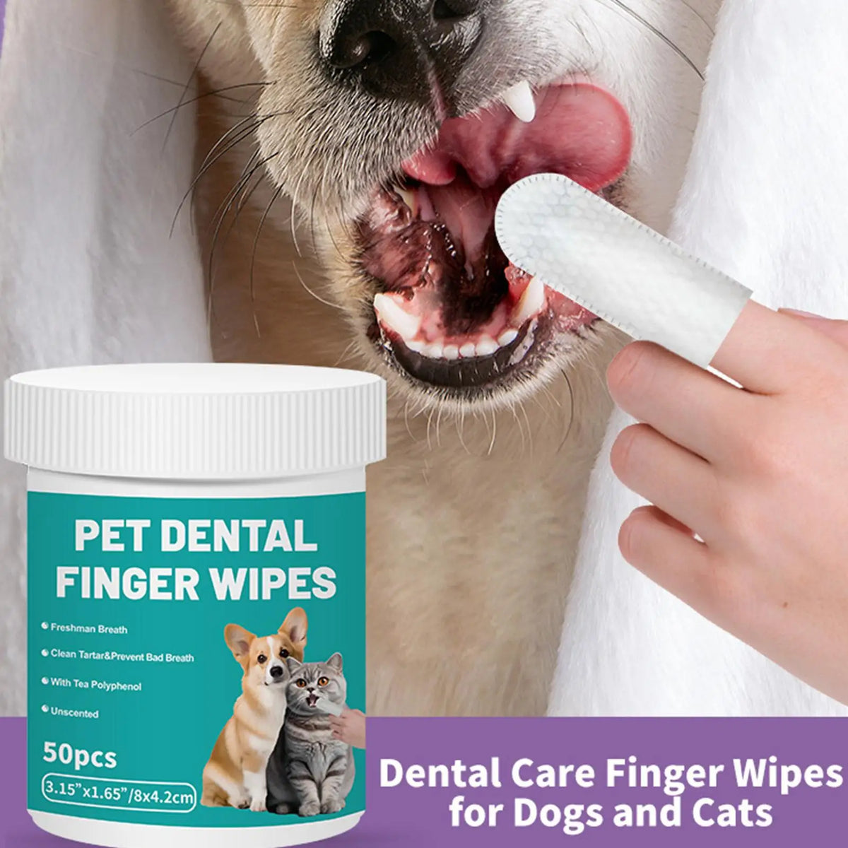Pet Dental Finger Wipes – Teeth Cleaning Pads for Dogs & Cats Pet Dental Wipes Axl