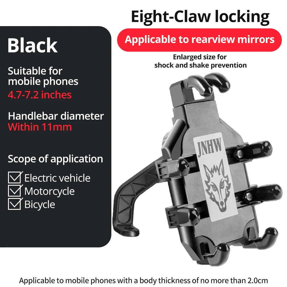 Octopus Motorcycle Bicycle Handlebar Phone Holder – 360° Rotating Handlebar Phone Mount Axl black